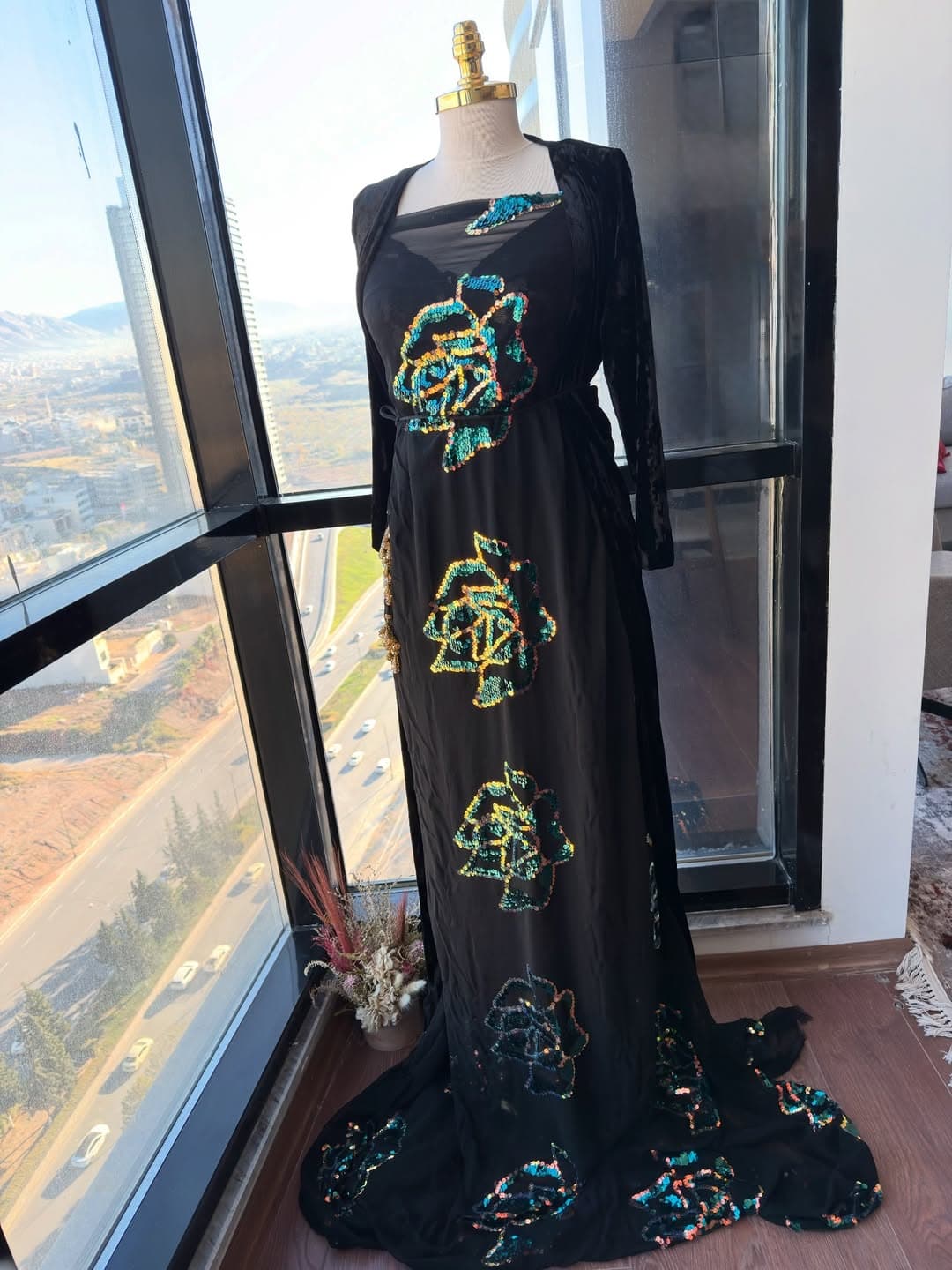 Erbil Sequin Rose Gown